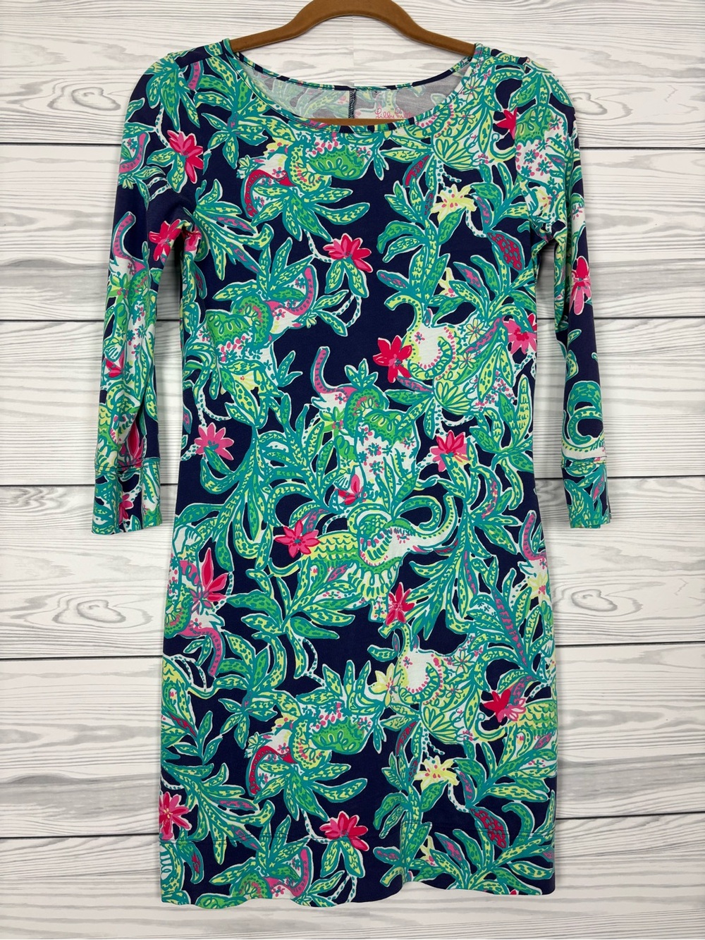 Lilly Pulitzer Marlowe t-shirt dress “trunk show” print Pima cotton XS floral